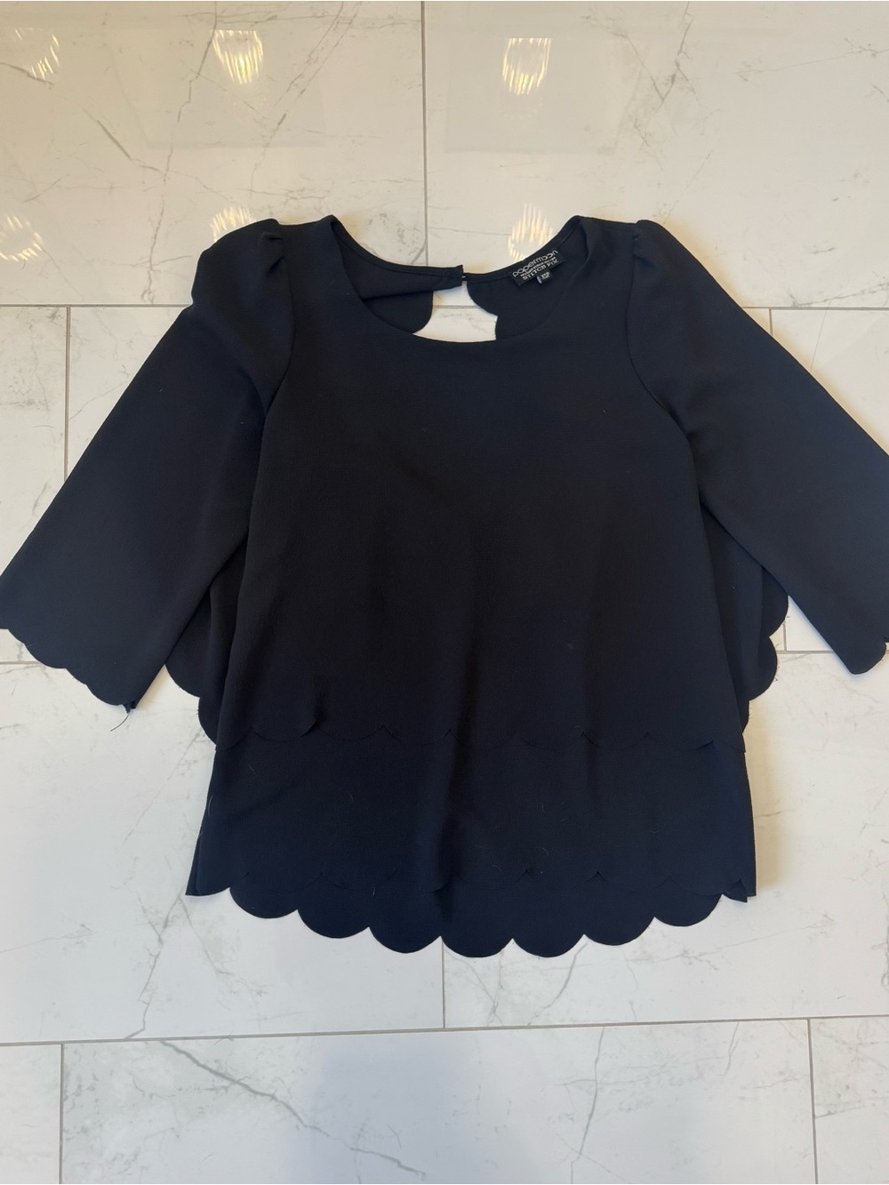 STITCHFIX PAPERMOON Black Scalloped Violeta Blouse XS Petite